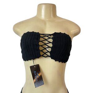 Ree Bees Women's Black Crochet Top Sz M - NWT
